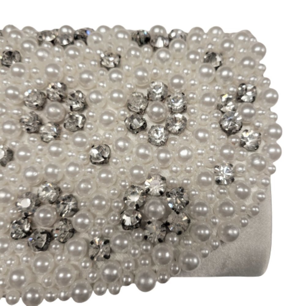 Pearl Sequin Evening Purse, Cocktail Purse, Wedding White Purse - Picture 6 of 16